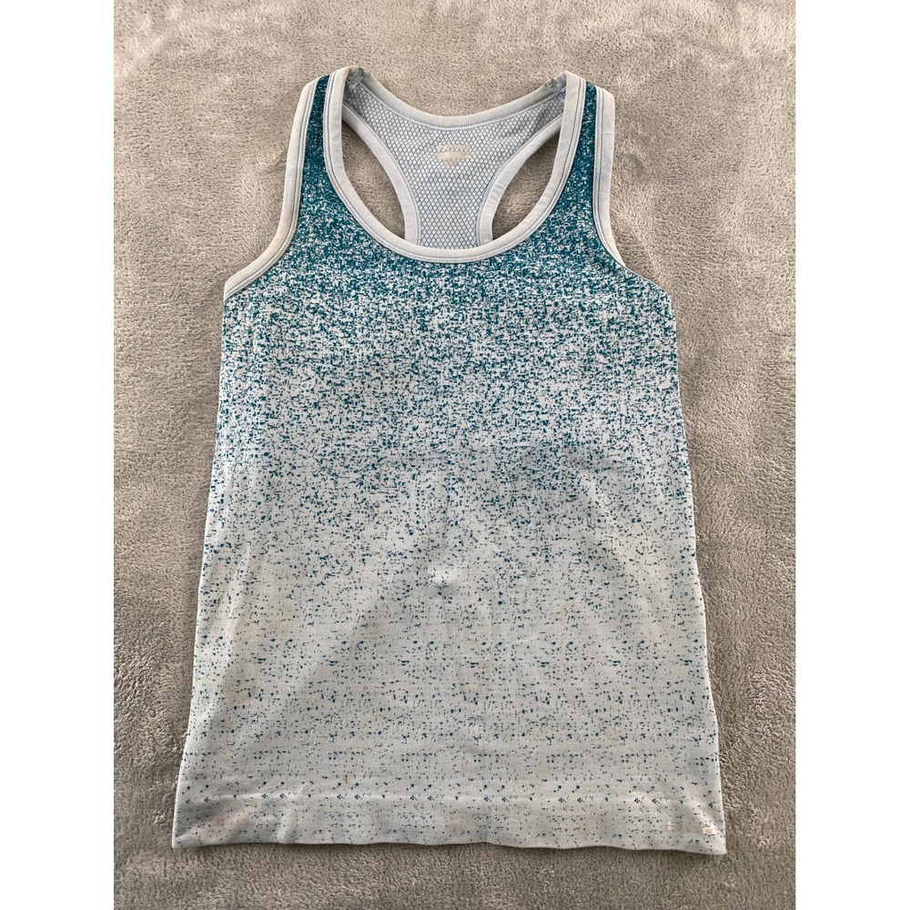 Hind Womens Teal White Ombre Seamless Racerback Activewear Tank Top Size M